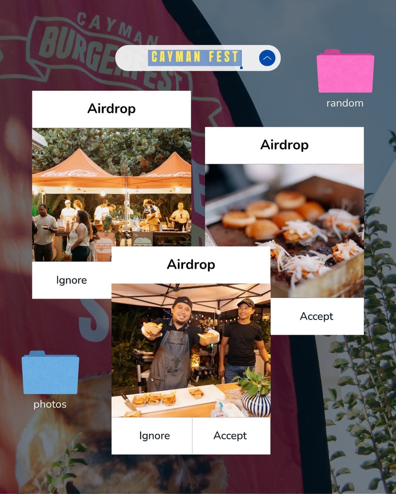 Social post from the Grand Finale: festival tents, sliders on the grill and a chef serving