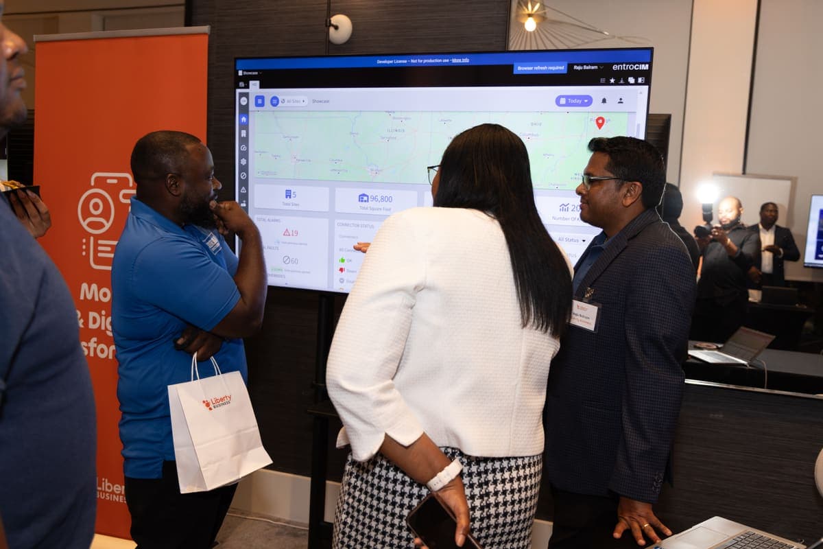 Guests at a live solution demo at the Liberty Business launch